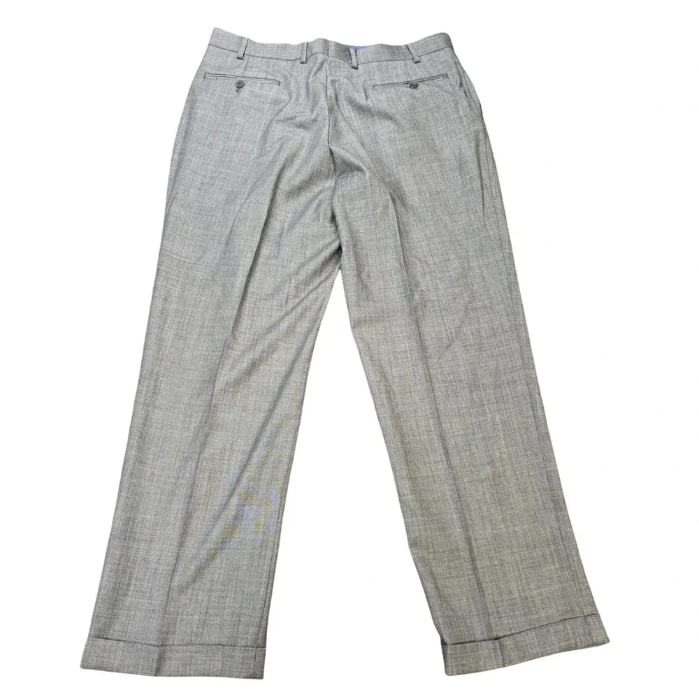 W.H. Belk Wool Pleated‎ Cuffed Dress Pants Men's Size W36 L30 Gray Slacks
